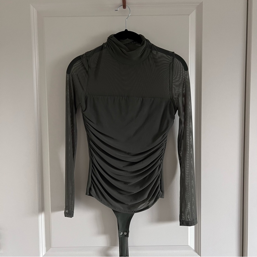 Elegant Olive Green Long Sleeve Top